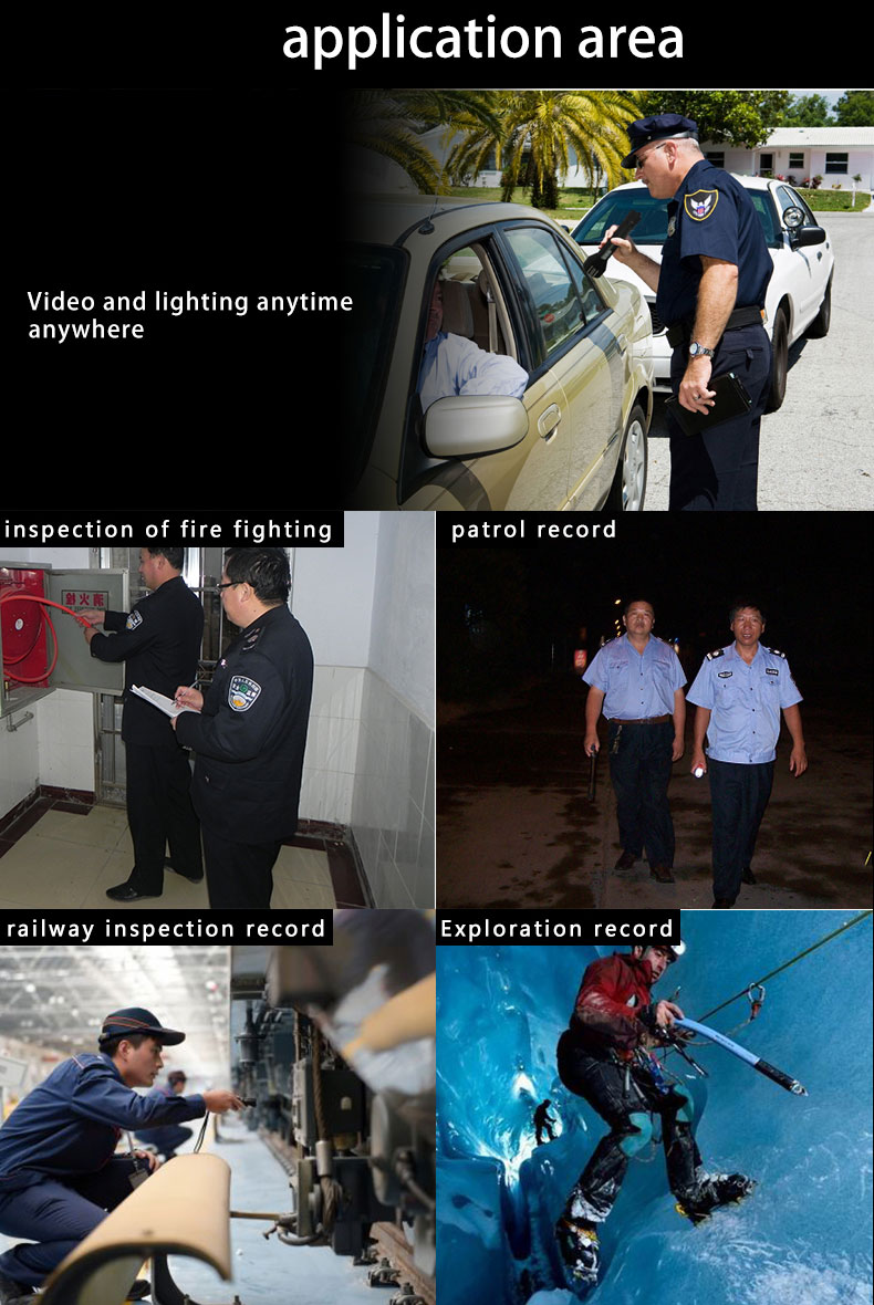 HD video camera led rechargeable police flashlight